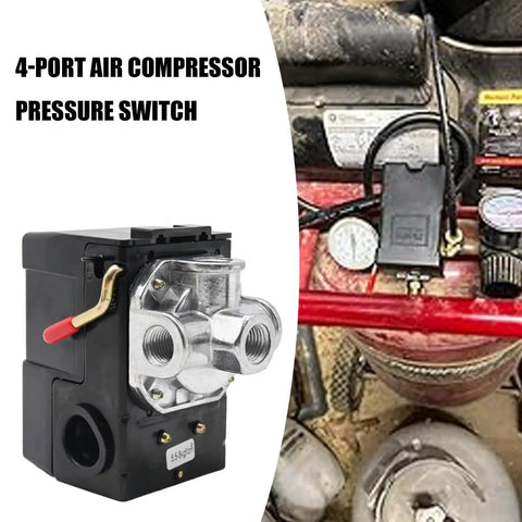 Don't Sweat The Pressure Jumps With This Knockout LF10-4H Air Compressor Pressure Switch, close-up view of four port design.