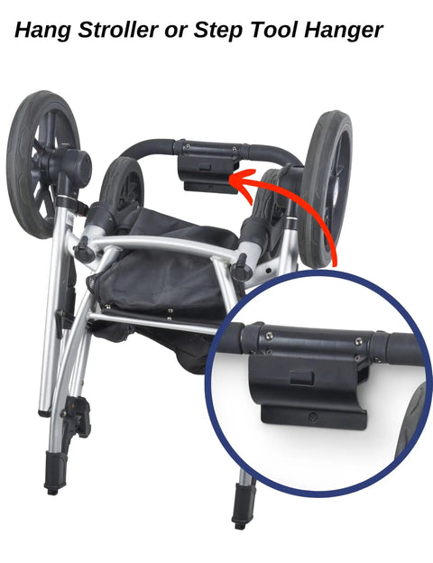 Rock Solid Heavy Duty Ladder Hook Wall Mount, Black Carbon Steel Garage Storage Hanger, sturdy tool hanger on stroller frame.
