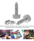 Two Piece Stainless Steel Knurled Knobs And Locking Spring Screw Plungers For Toolboxes And Rolling Tool Chests, 25mm size, compact and sturdy.