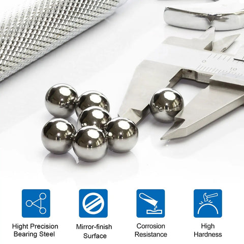 Bulletproof Build Two Inch Chrome Steel Bearing Balls G25 Precision Mirror Finish, measuring tool with chrome balls.