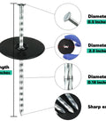 Six Inch Spiral Landscape Stakes 100 Pack With Gasket Heavy Duty Galvanized Metal Garden Stakes dimensions and features
