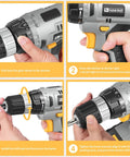 Killer 20V Cordless Drill Set With 2.0 Ah Battery And Charger 30 Nm Torque adjusting gear and keyless chuck setup instructions