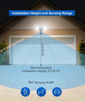 Outdoor Motion Sensor LED Flood Lights 2 Head Security Floodlight 3400 Lumen 30W Equivalent To 250W sensing range diagram