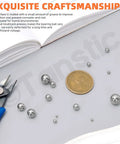 300 Piece Precision 304 Stainless Steel Bearing Balls Assortment 12 Size Set For Bicycles And Motorcycles with scissors and coin.