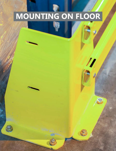Drop-In Anchors Set, 50 Pc, 1/2 Inch By 13 Zinc-Plated For Concrete installed on yellow floor bracket for mounting