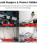 Images showing tangled and messy cables needing 60 Inch Aluminum Alloy Cable Raceway Self Adhesive Cable Management Strips With Cover 2 Pack.