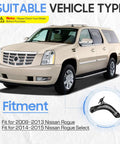 Image showing a beige SUV with a note about the Zero Shimmy Setup Front Lower Control Arms Sway Bar End Links And Outer Tie Rods Full Suspension Repair Kit.