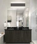 Dope Matte Black 24 Inch Up And Down LED Vanity Light for Bathroom Wall Sconce above modern vanity in bathroom.