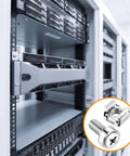 100 Pack Kickass Rack Mount Cage Nut Hardware Kit Featuring Tough M6 X 20mm Stainless Steel Screws And Washers for server rack security.