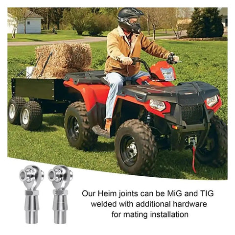 Pro Grade Chromoly Heim Joint Rod End Kit Two Piece Set with Left Thread Sealed Ball Bearings shown on ATV with trailer.