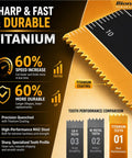 Badass Titanium Multitool Blades 22 Piece Kit Heavy Duty M42 Steel Oscillating Tool Blade Kit showcased with titanium coating details.