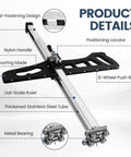 Foldable Drywall Cutter Featuring Adjustable Blade And Dual Scale Ruler With Laser Etched Markings For Quarter Or Three Eighths Inch Gypsum, showing nylon handle and metal bearing.