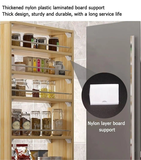 Seven Tier Narrow Rolling Cart With Slick Casters Fits Snug In Tight Kitchen Corners Hella Sturdy Slim Storage Rack shelves with jars.