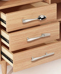 3 Piece Funny Knife Spoon Fork Shape Cabinet Pulls Set For Kitchen Cupboard And Drawer Handles installed on wooden drawers
