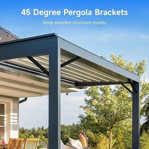45 Degree Angle Bracket Heavy Duty Connector Brace Kit With Screws For Inside Mount Installations, Angle Support Bracket For Gazebos, Tree Houses, Cabins, And Patios, Easy To Install, Rock Solid Stability