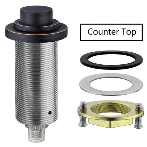 Countertop Air Switch Kit For Garbage Disposal With Cordless Brass Button And Brushed Nickel Finish