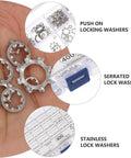 Large Lock Washer Assortment Kit With 400 Stainless Steel Internal And External Serrated Tooth Washers M2 for vibration control