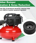 Heavy Duty Anti Vibration Rubber Feet Pad Set For Air Compressors Generators And Pressure Washers With Included Hardware To Ditch The Rattle And Keep Your Gear Running Smooth, showcasing rubber bumper on red air compressor.