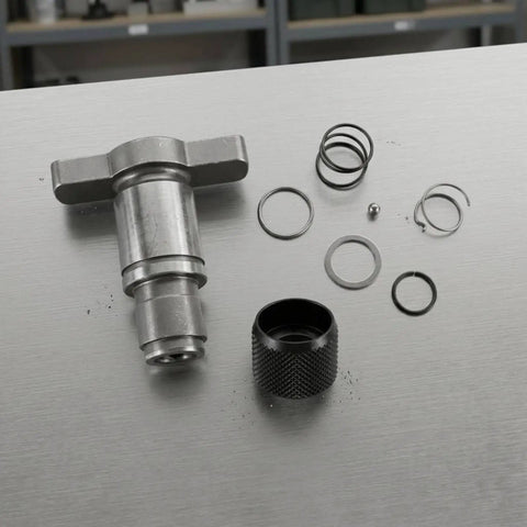 Premium Impact Driver Socket Anvil Kit For DCF885 Repair Set With Steel Construction And Textured Grip Sleeve Perfect Tool Accessory For Heavy Duty Service And Maintenance Jobs That Are Total Game Changers. Steel anvil kit with spring, rings, and grip sleeve laid out