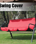Three Seat Patio Swing Cushion Cover Replacement For Outdoor Hammock Durable 190T Polyester Tear Resistant Red