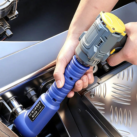 Heavy Duty Pneumatic 1/2 Inch Right Angle Impact Wrench Workhorse held in hand, designed for tackling tight spots and rusted nuts.