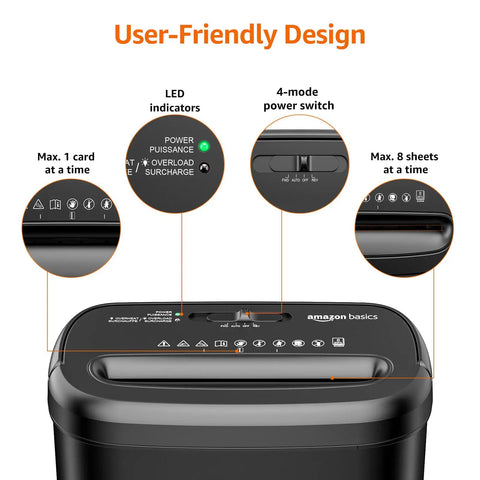 Built Tough Cross Cut Shredder For Paper And Credit Cards With Bulletproof P Four Security showing user-friendly controls and indicators.