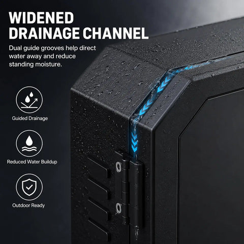 Widened drainage channel on a Heavy Duty Cold Rolled Steel Electrical Enclosure Built Tough For Outdoor EV Charger Boxes.