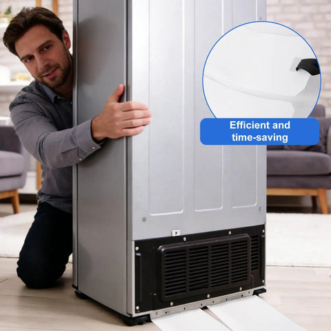 Heavy Duty Appliance Sliders With Pull Straps For Moving Fridges And Washers under a washing machine for easy maneuvering.
