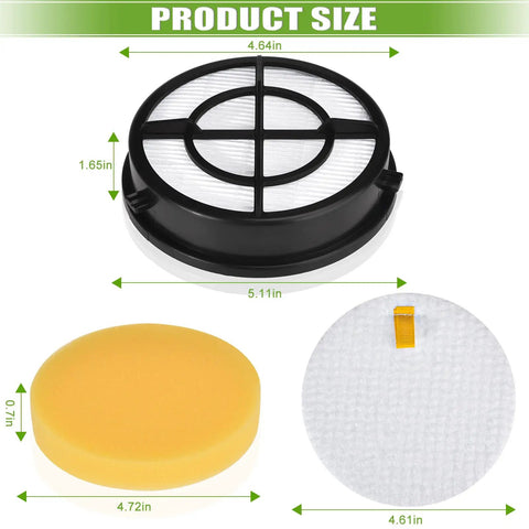 Image showing dimensions of Pet Hair Eraser Vacuum Filter Replacement For Pro Plus 1650 Series and 2790 2281 2475 2817 Models