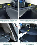 Installation steps for Retractable Trunk Cargo Cover for Dodge Durango Third Row 2011-2021 showing crossbar placement.
