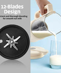 8 In 1 Nut Milk Maker With 40 Oz Capacity For Plant Based Milks Like Almond Oat And Soy Milk Auto Clean 12 Hour Timer Keep Warm Boil Low Noise Must Have Kitchen Gadget For Home Chefs And Everyday Use being used to pour milk