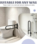 Rock Solid 22.5 Inch Toilet Grab Bar With Non Slip Flip Up Design And Built In Paper Holder Hella Sturdy 304 Stainless Steel mounted beside toilet