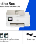 Envy Photo 7975 Wireless Color Inkjet Printer For Home Use With Print Scan Copy No Fuss Setup Mobile Printing AI Enabled And 3 Month Instant Ink Trial with ink cartridges and power cord