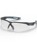 Top Shelf Safety Glasses Featuring Anti Scratch Impact Resistant Wraparound Design With Ansi Z87 Plus High Impact Rating And Crystal Clear Lenses Offering All Day Pressure Free Comfort That Hits Different, side view with clear lenses.
