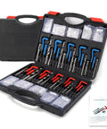 Helicoid Thread Repair Kit Pro Grade 261-Piece Set With 220 Inserts For M5-M12 And SAE Sizes Includes Install Tools