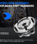 Front Wheel Bearing Hub Assembly for Toyota Sequoia Tundra, steel construction, replaces part number 515103, direct fit.