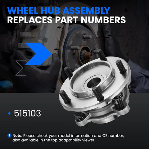Front Wheel Bearing Hub Assembly for Toyota Sequoia Tundra, steel construction, replaces part number 515103, direct fit.