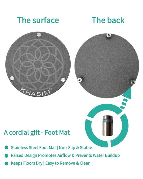Solid Diatomaceous Earth Plunger Tray Quick Dry Gray Bathroom Drip Holder For Seven Inch Toilet Tools with embossed surface and back view.