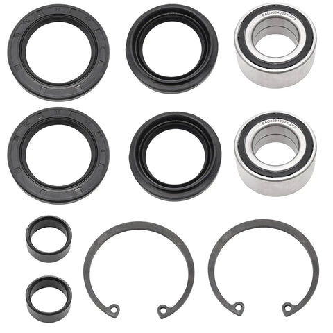 Heavy Duty Drop In Front Wheel Bearing And Seal Kit For Honda Atv Foreman Rincon Rubicon featuring rubber seals and steel bearings.