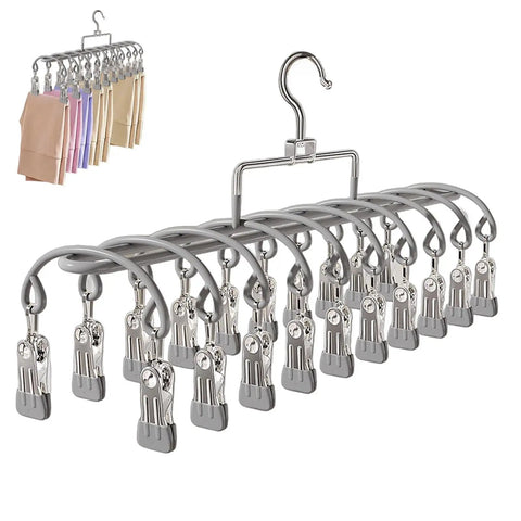 Heavy Duty Stainless Steel Vertical Closet Hanger For Pants And Leggings Space Saving Multi Tier wardrobe rack with clips.