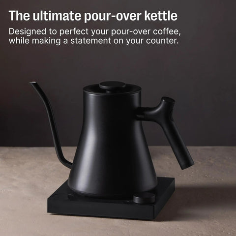 Gooseneck Pour Over Coffee Kettle With Precise Temperature Control Quick Heat Up Brew Timer And Scheduling Stainless Steel Point Nine Liter Matte Black For Barista Level Flavor Every Morning