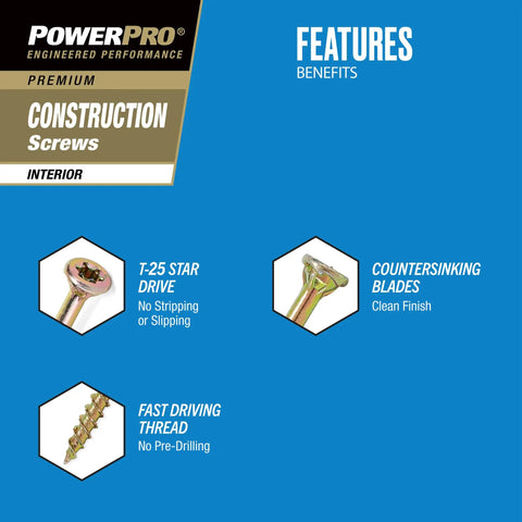 Premium Exterior Wood Screws For Outdoor Decking Projects Eight By One And Three Quarter Inch With Self Starting Tip And T25 Star Bit Gold Finish 160 Piece Pack features