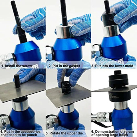Heavy Duty Hydraulic Knockout Punch Kit Half Inch To Two Inch Hole Punch Driver For Electrical Conduit assembly steps