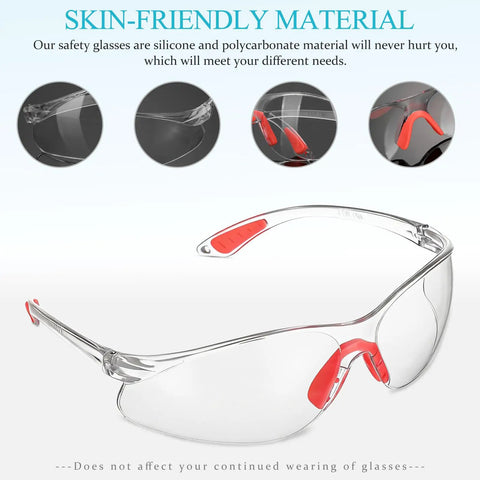 Close-up of Badass Silicone Safety Glasses For Construction Work, shatterproof polycarbonate lenses with silicone details.