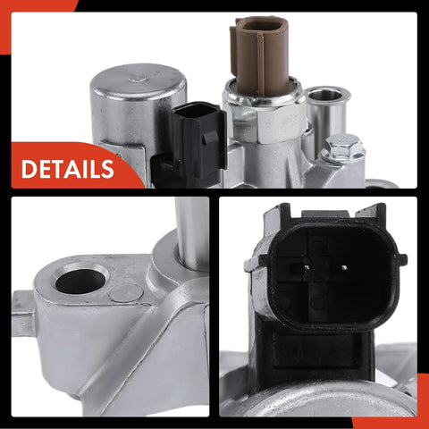 Close-up of Direct-Fit Engine Variable Valve Timing VVT Solenoid Front Spool Valve Assembly Replacement for Acura RDX, Honda Accord