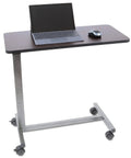 Rolling Overbed Table With Wheels For Bedside, Sofa Or Recliner Adjustable Height Laptop Desk with walnut top and locking casters