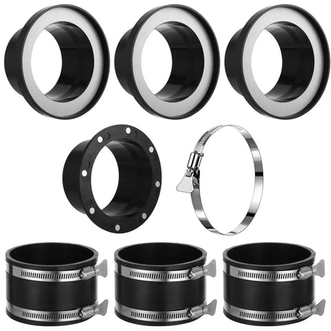 8 Pcs Dust Collection System For 4 Inch Shop Vac Hoses includes couplers, gaskets, and adapters for woodworking tool setup.