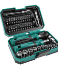 Knockout Metric Ratchet Wrench Set Featuring 10 Sockets Spanning 4 To 13 Millimeters, precision bits and extensions in a durable case.