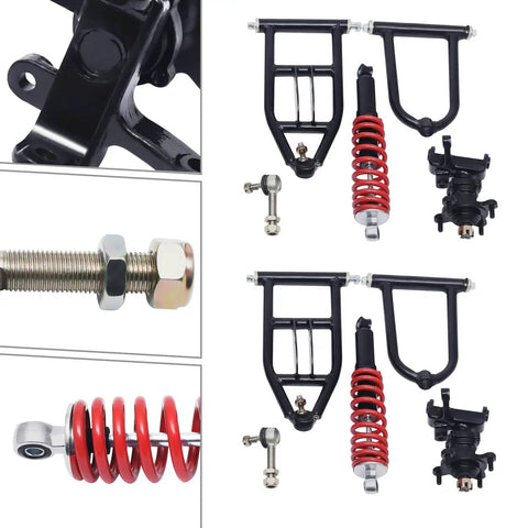 11.8 Inch Front Suspension Shock Swing Arm Kit With Steering Knuckle Spindle for Quad Bike and Go Kart, parts display