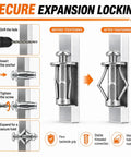 Step-by-step guide showing installation of 90 Piece Kickass Button Rivet Locking Nuts Set M4 M5 M6 for secure fastening.